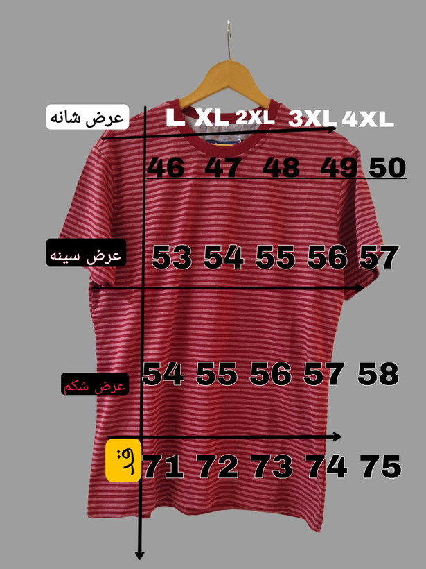 تیشرت مردانه پنبه مدل خطی