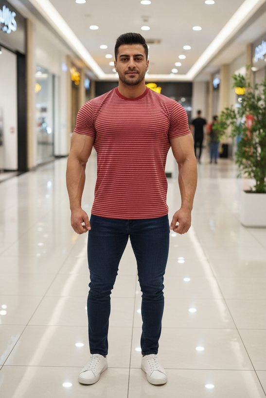 تیشرت مردانه پنبه مدل خطی