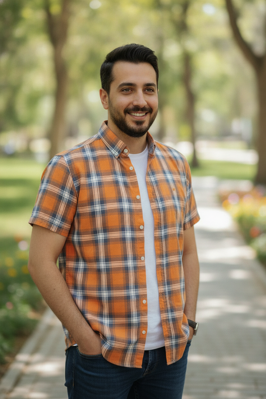 پیراهن مردانه چهارخانه نخی